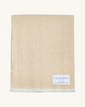 Load image into Gallery viewer, FOXFORD WHITE/BABY CAMEL XL L/W FRINGE THROW