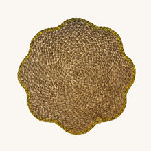 Load image into Gallery viewer, GISELA GRAHAM YELLOW TRIM SEAGRASS FLOWER SHAPE PLACEMAT