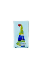 Load image into Gallery viewer, SMALL BLUE/GREEN SAILBOAT TEALIGHT HOLDER