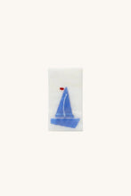 Load image into Gallery viewer, SMALL WHITE/BLUE SAILBOAT TEALIGHT HOLDER