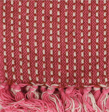 Load image into Gallery viewer, GISELA GRAHAM PINK &amp; BROWN RETRO WOVEN COTTON THROW

