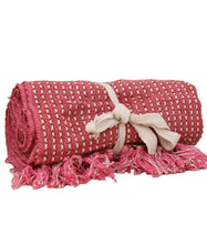Load image into Gallery viewer, GISELA GRAHAM PINK &amp; BROWN RETRO WOVEN COTTON THROW
