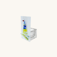 Load image into Gallery viewer, SMALL WHITE/YELLOW/BLUE TEALIGHT HOLDER
