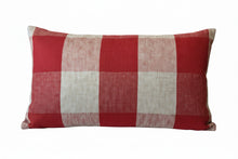 Load image into Gallery viewer, GISELA GRAHAM RED &amp; NATURAL CHECK RECT CUSHION WITH PAD
